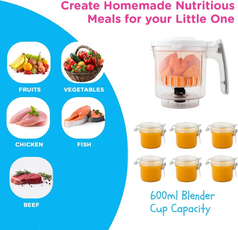 EVLA'S Baby Food Maker Baby Food Processor Blender Grinder Steamer Cooks & Blends Healthy Homemade Baby Food In Minutes Self Cleans Touch Screen Control One Size White - Image 5
